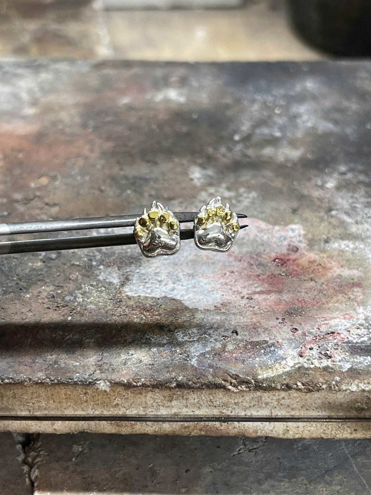 Bear Paw Stud Earrings
