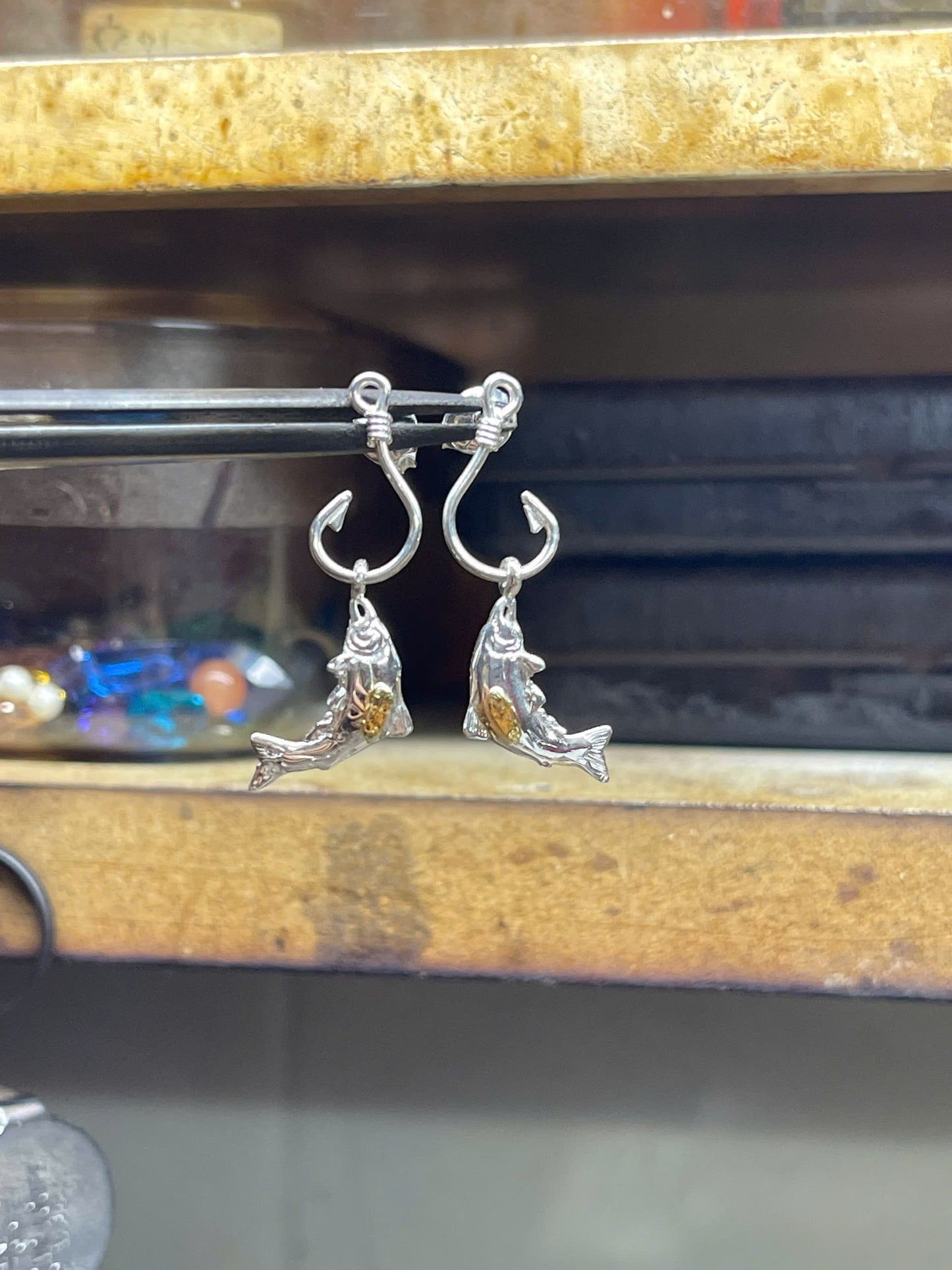 Salmon Dangle Earrings